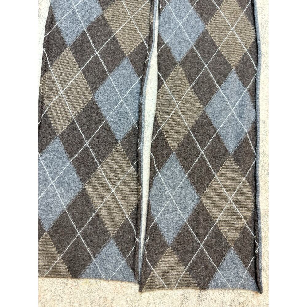 Cashmere Scarf Gray Brown Blue Diamond Argyle Preppy Cozy Classic Academia Cozy - Picture 3 of 8